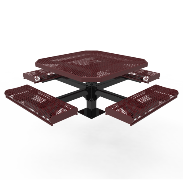 46in Octagon Rolled Pedestal Table - Expanded Metal - Surface Mount