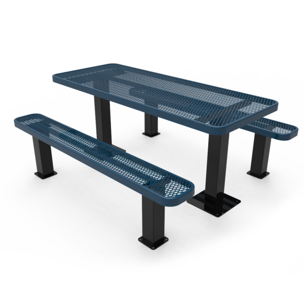 Rectangular Independent Pedestal Table - Expanded Metal - Surface Mount